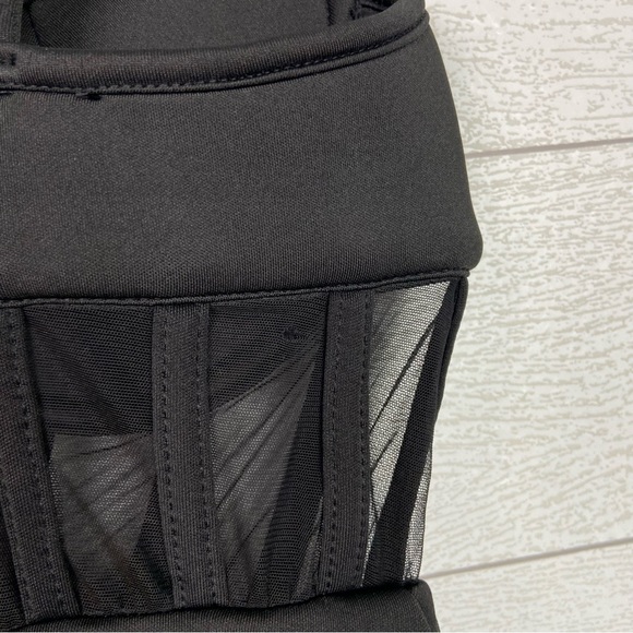 MABLE Mesh Cage Corset Scuba Bustier Bow Detail Cocktail Dress Black Small - Picture 6 of 6